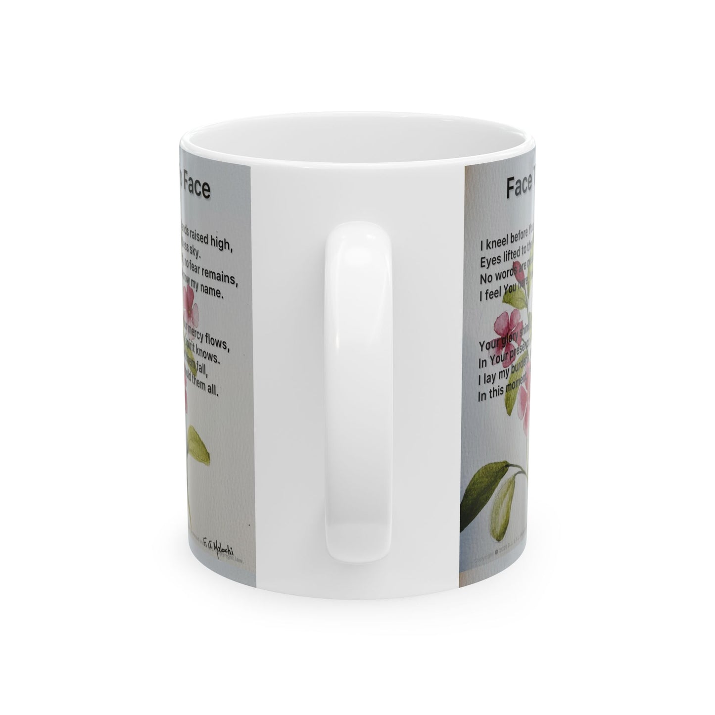Inspirational Ceramic Mug, Floral Mug, Gift for Her, Motivational Coffee Cup, Prayer Mug, Home Office Decor