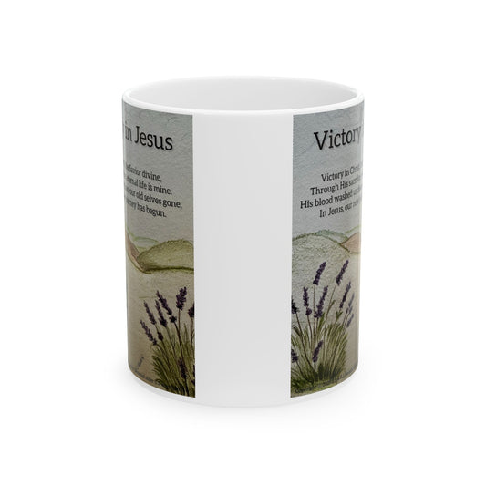 Victory in Jesus (#1) Floral Ceramic Coffee Mug by Artist F.J. Malachi