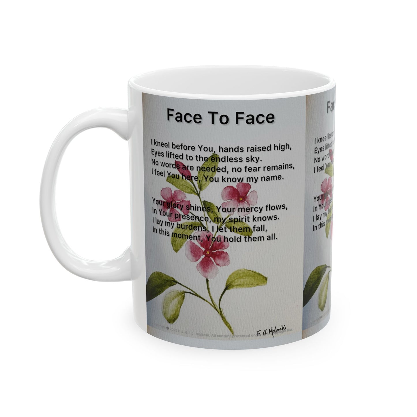 Inspirational Ceramic Mug, Floral Mug, Gift for Her, Motivational Coffee Cup, Prayer Mug, Home Office Decor