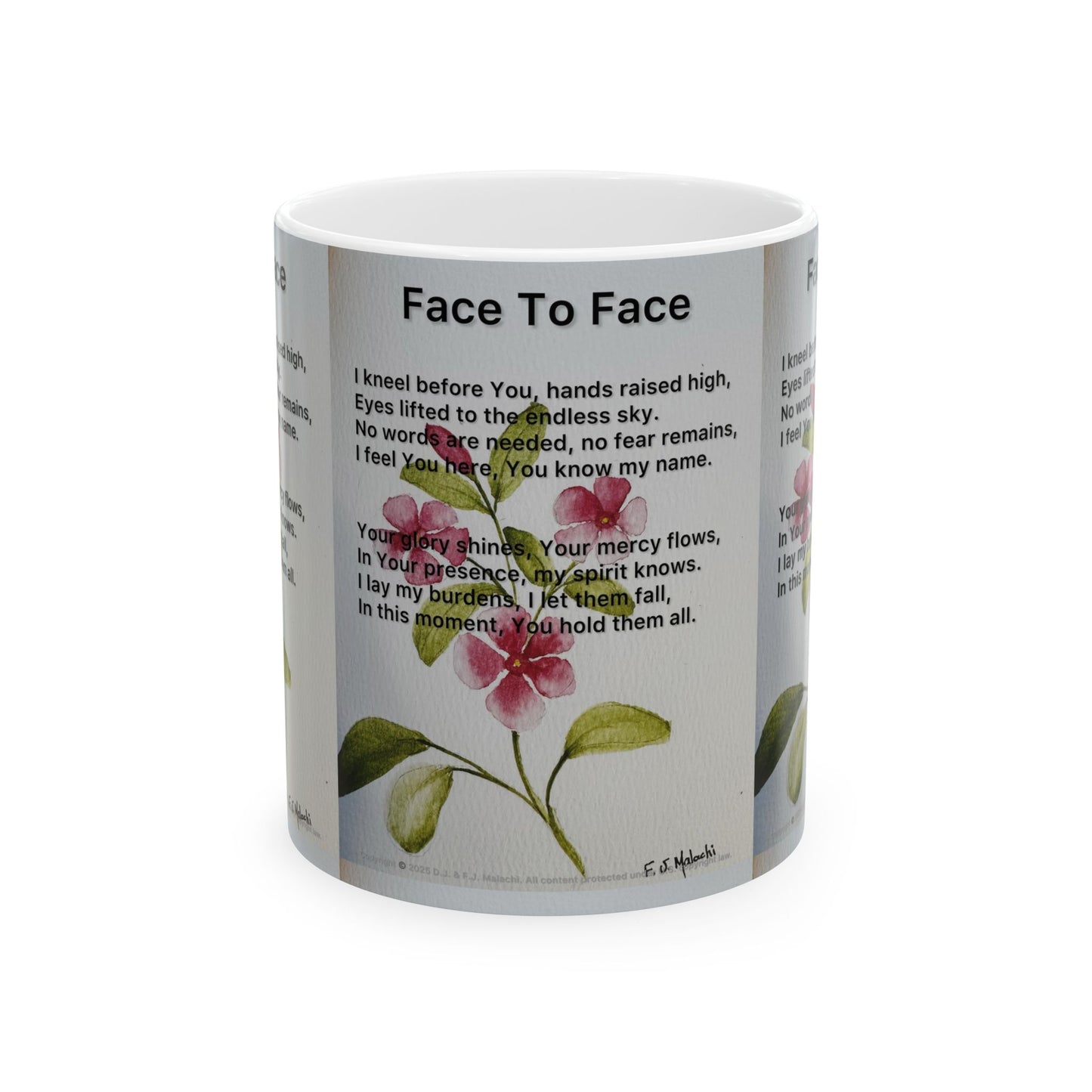 Inspirational Ceramic Mug, Floral Mug, Gift for Her, Motivational Coffee Cup, Prayer Mug, Home Office Decor