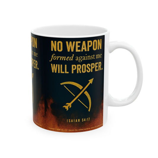 Inspirational Ceramic Mug - No Weapon Formed Against Me Will Prosper, Faith Gift, Christian Coffee Cup, Spiritual Motivational [...]