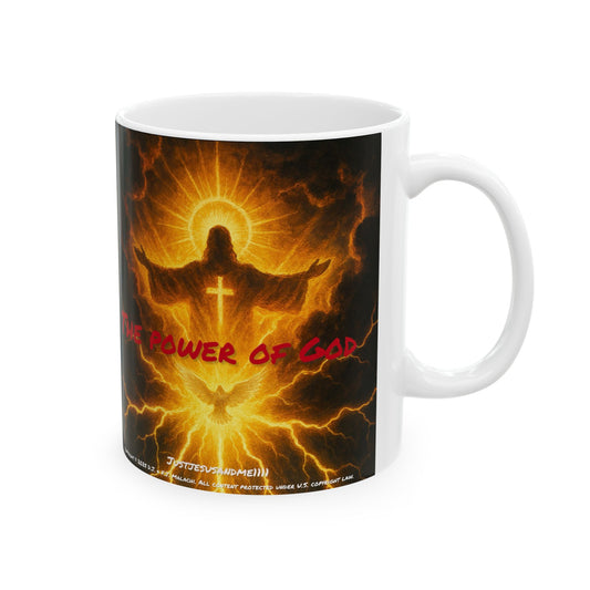 Divine Power Ceramic Mug - Inspirational Coffee Cup, Gift for Christians, Religious Decor, Faith-Based Beverage Holder, Lightning Design
