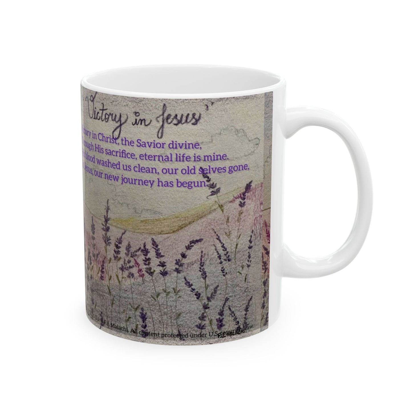 Inspirational Ceramic Mug for Coffee Lovers, Purple Text Art, Victory in Christ Gifts, Religious Home Decor, Comfort Gifts, [...]