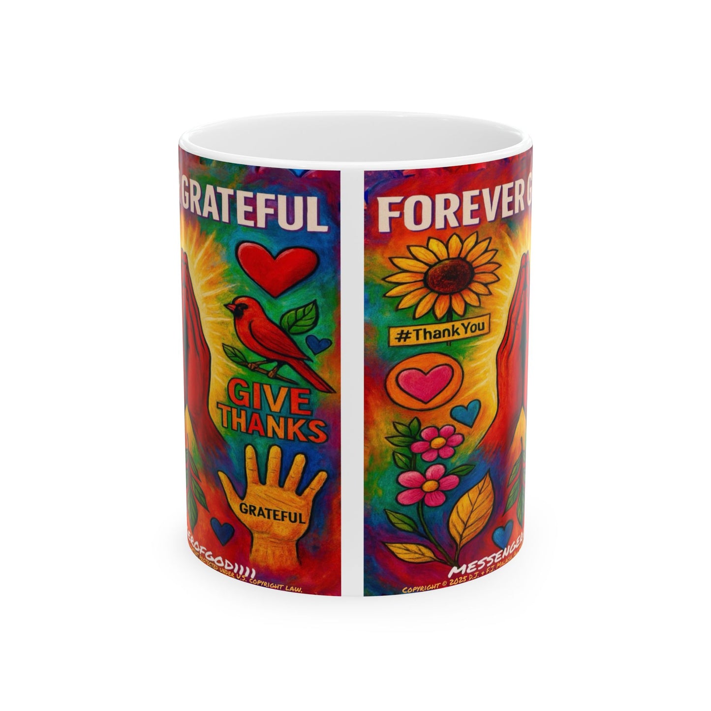 Grateful Heart Ceramic Mug | Thank You Gift | Colorful Coffee Cup | Inspirational Drinkware | Fall Decor, Autumn, Gratitude