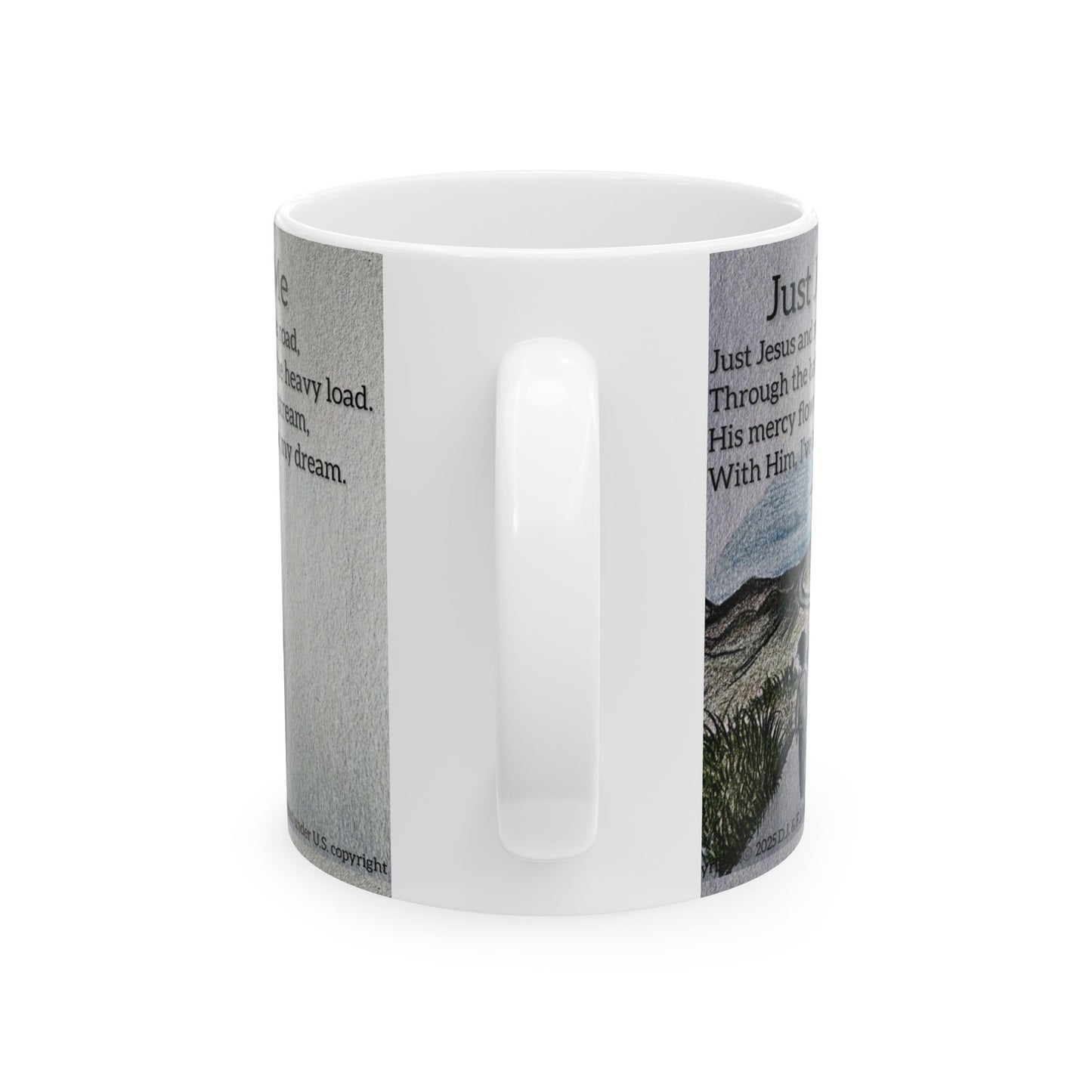 Inspirational Ceramic Mug, Coffee Mug, Gift for Believers, Spiritual Motivation, Just Jesus and Me Design, Faith-Based Home Decor