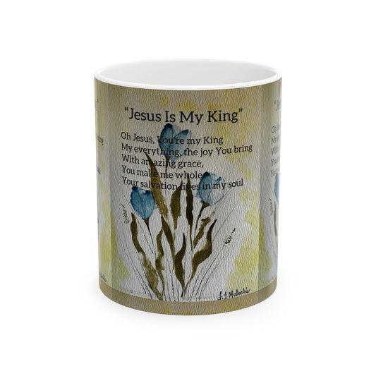 Inspirational Ceramic Mug - "Jesus Is My King" - Christian Gift for Coffee Lovers, Faith-Based Decor, Devotional Item, Birthday Gift, [...]