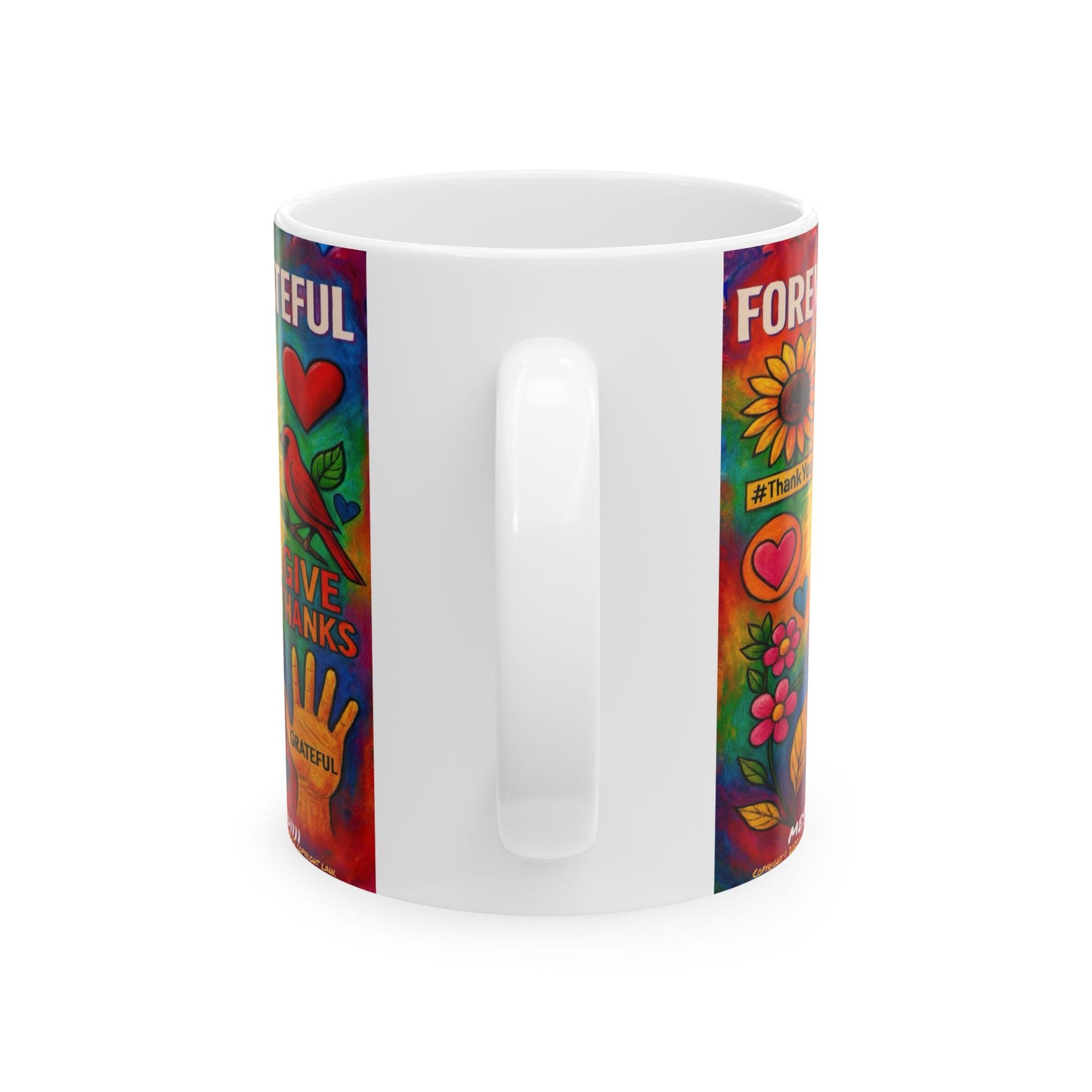 Grateful Heart Ceramic Mug | Thank You Gift | Colorful Coffee Cup | Inspirational Drinkware | Fall Decor, Autumn, Gratitude