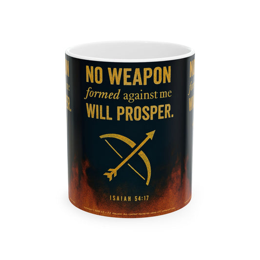 Inspirational Ceramic Mug - No Weapon Formed Against Me Will Prosper, Faith Gift, Christian Coffee Cup, Spiritual Motivational [...]