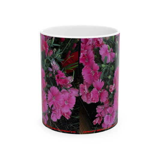 Floral Ceramic Mug - Pink Flower Design, Coffee Cup, Tea Mug, Gift for Gardeners, Mother's Day, Home Decor