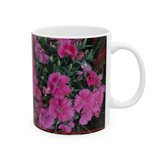 Floral Ceramic Mug - Pink Flower Design, Coffee Cup, Tea Mug, Gift for Gardeners, Mother's Day, Home Decor